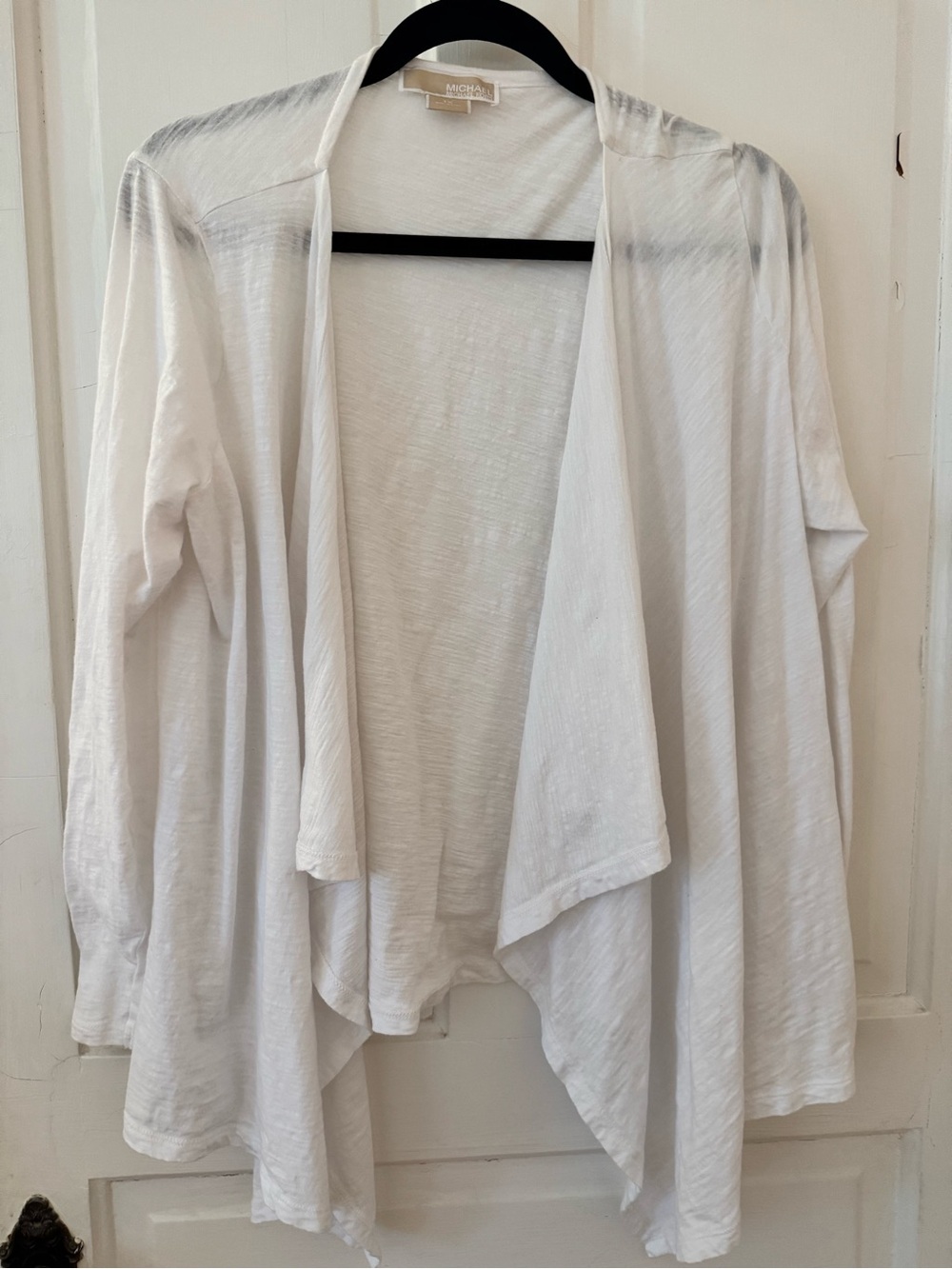 Michael Kors White Lightweight Draped Open-Front Cardigan